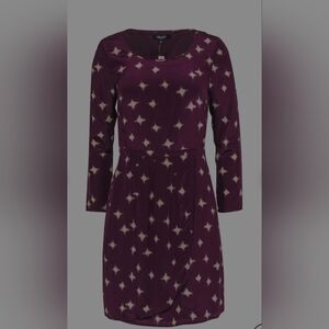 Madewell Purple Star Twinkle Printed A-Line Dress 100% silk size 8 with pockets!